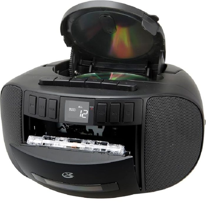 Portable Am/FM Boombox with CD and Cassette Player - Black - Image 2