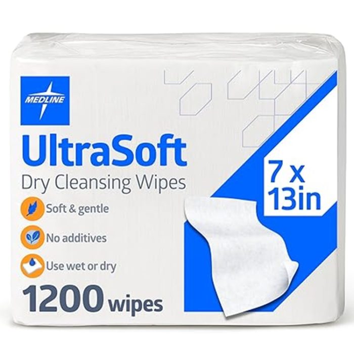 Medline Dry Baby Wipes, 7x13", 1200 Ct – Soft & Gentle