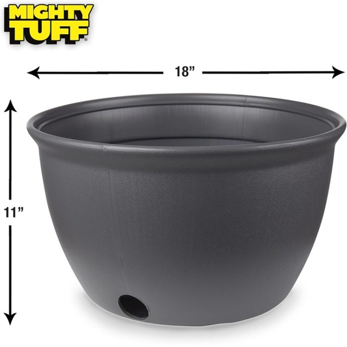 Mighty Tuff Garden Hose Storage Pot Holds 100ft Hose - Gray