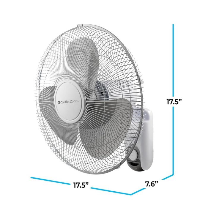Comfort Zone 16" Wall Mount Room Fan with Adjustable Tilt - CZ16W