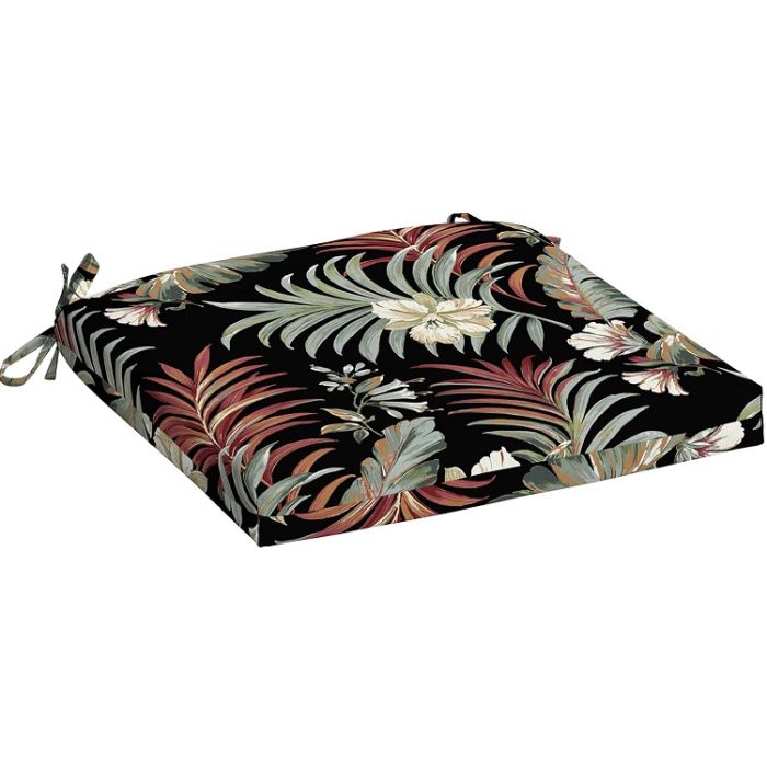 Arden 19 x 18 Outdoor Patio Dining Chair Cushion Simone in Black Tropical