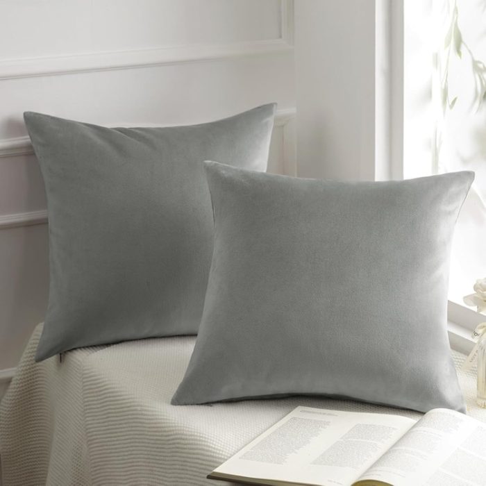 Phantoscope Velvet Throw Pillow 20x20 - Mist Grey
