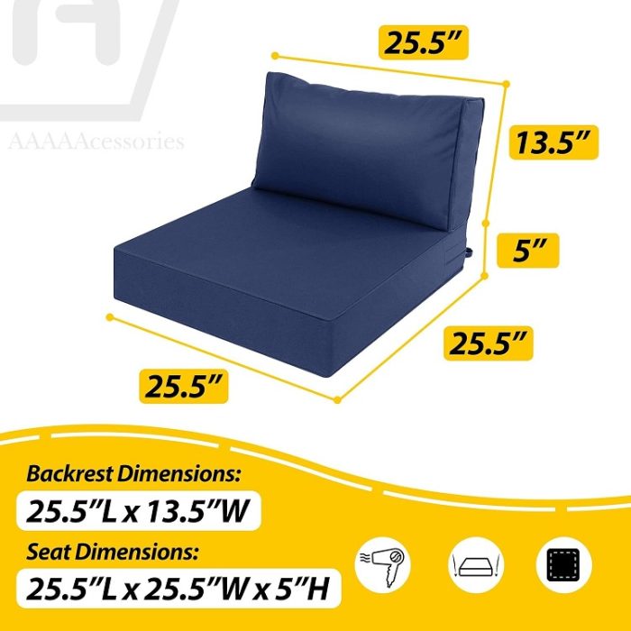AAAAAcessories Outdoor Deep Seat Patio Furniture Cushions Replacement in Navy Blue