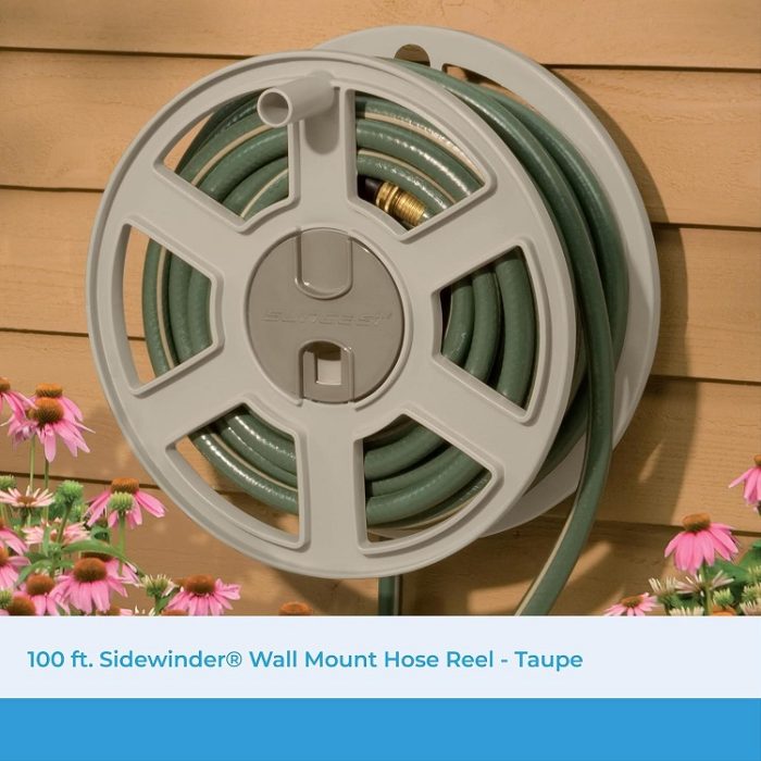 Suncast 100 Ft. Wall Mount Garden Hose Reel in Taupe