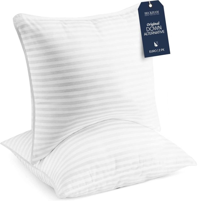 Set of 2 Beckham Hotel Collection Euro Size Throw Pillows 26 x 26