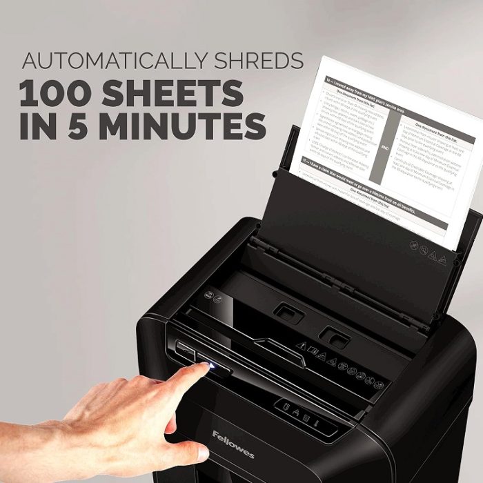 Fellowes AutoMax 100MA 100-Sheet Micro-Cut Autofeed 2-in-1 Paper Shredder - Image 2