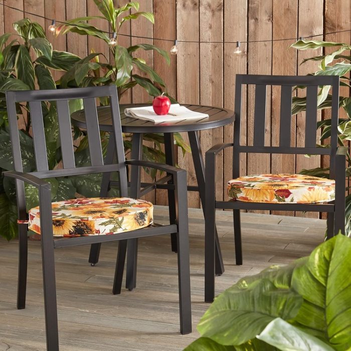 Greendale Home Fashions 18" Round Outdoor Patio Dining Chair Seat Cushion in Sunflower - Image 2