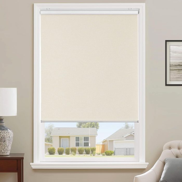 SHECUTE 23" x 64" Blackout Roman Cordless Fabric Window Shade Blinds