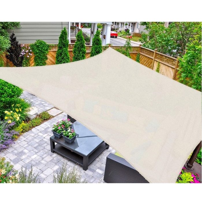 AsterOutdoor 16' x 20' Rectangle Sun Shade Sail Canopy Cover in Cream