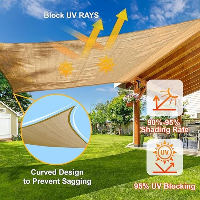 SUNLAX 8x10 Sun Shade Sail – UV Block Canopy for Patio/Backyard