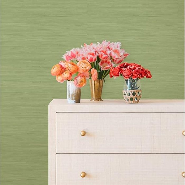 NuWallpaper x Classic Faux Grasscloth Peel and Stick Wallpaper - Citrus Green 30.75 sq ft