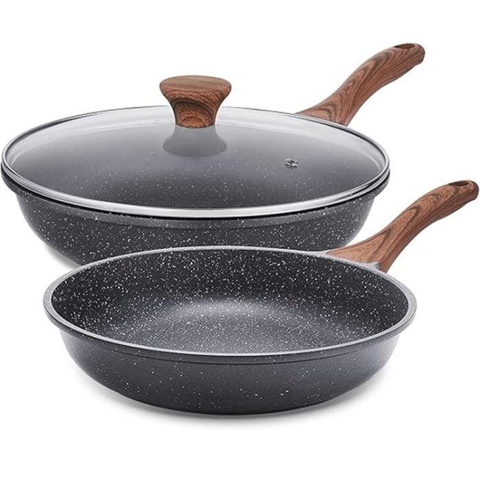 SENSARTE Nonstick Frying Pan Set, 8" & 11", PFOA-Free Swiss Granite