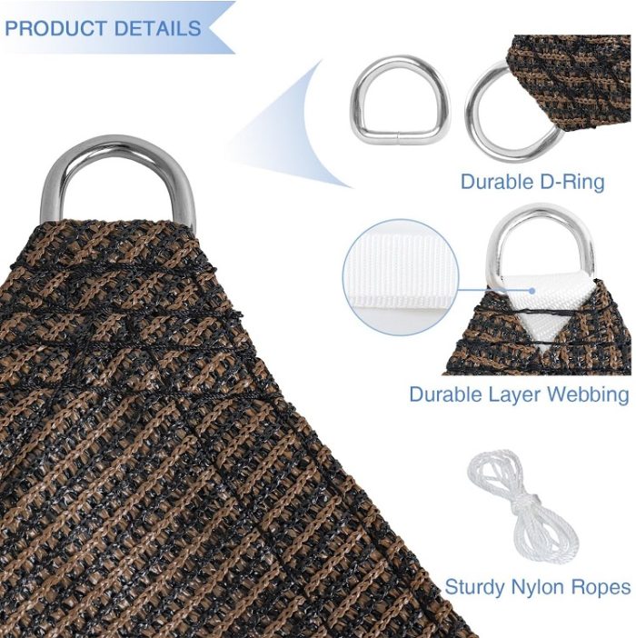 E&K Sunrise Rectangle 14' x 16' Sun Shade Sail Shade Canopy Cover in Brown - Image 2