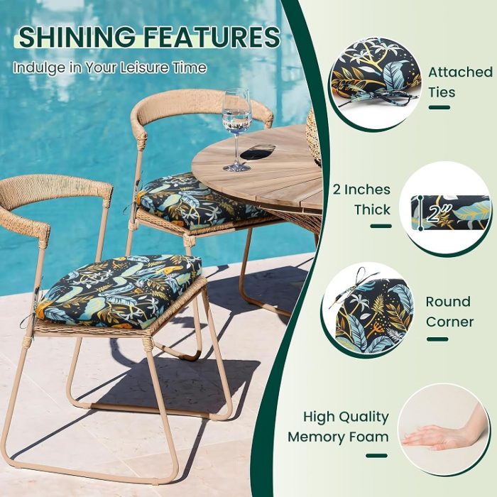 HARBOREST Outdoor Patio Dining Chair Seat Cushion w/ Ties in Philomel - Image 2