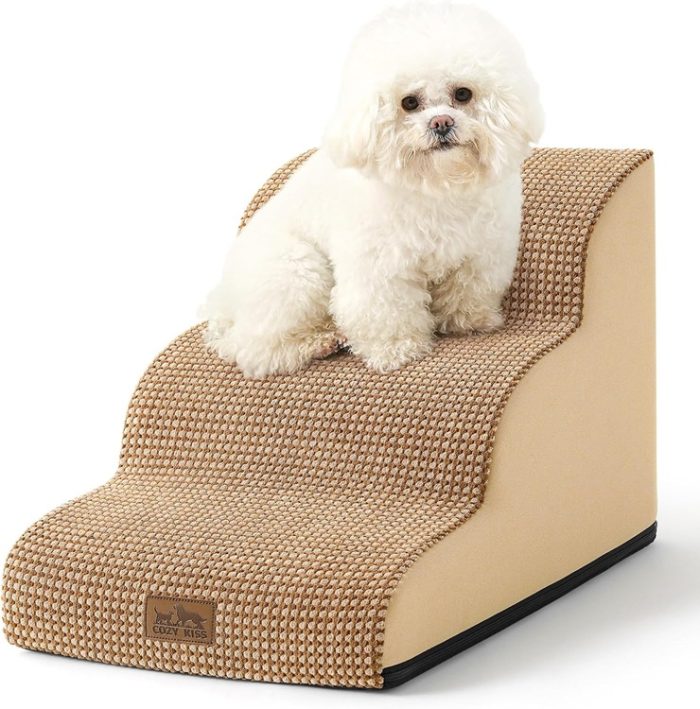3 Step Dog Cat Ramp Pet Steps / Stairs for Medium Pets in Light Brown