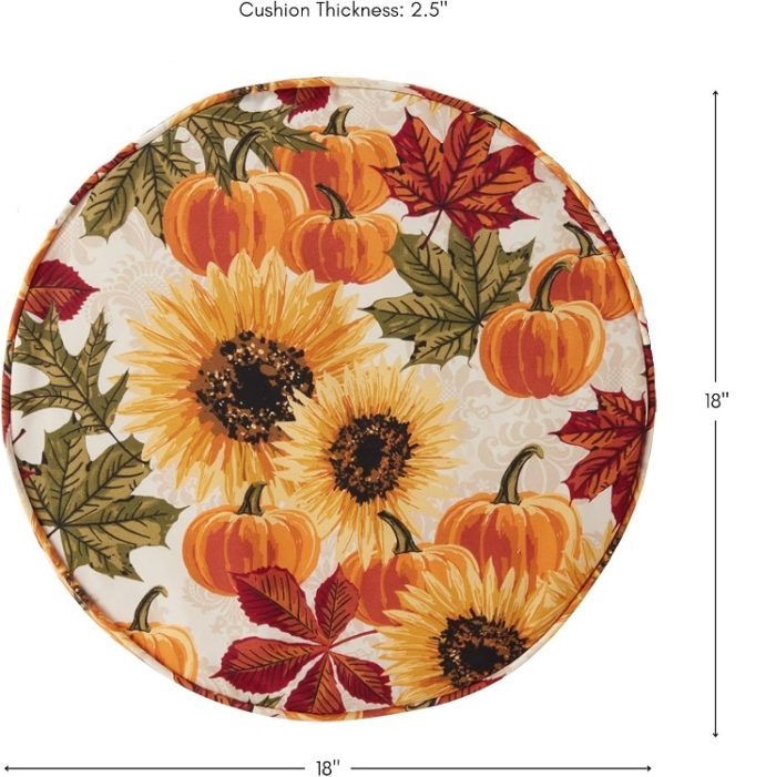 Greendale Home Fashions 18" Round Outdoor Patio Dining Chair Seat Cushion in Sunflower