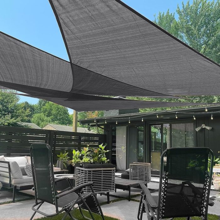 LOVE STORY 16' x 16' x 22' Right Triangle Dark Grey Sun Shade Sail Canopy