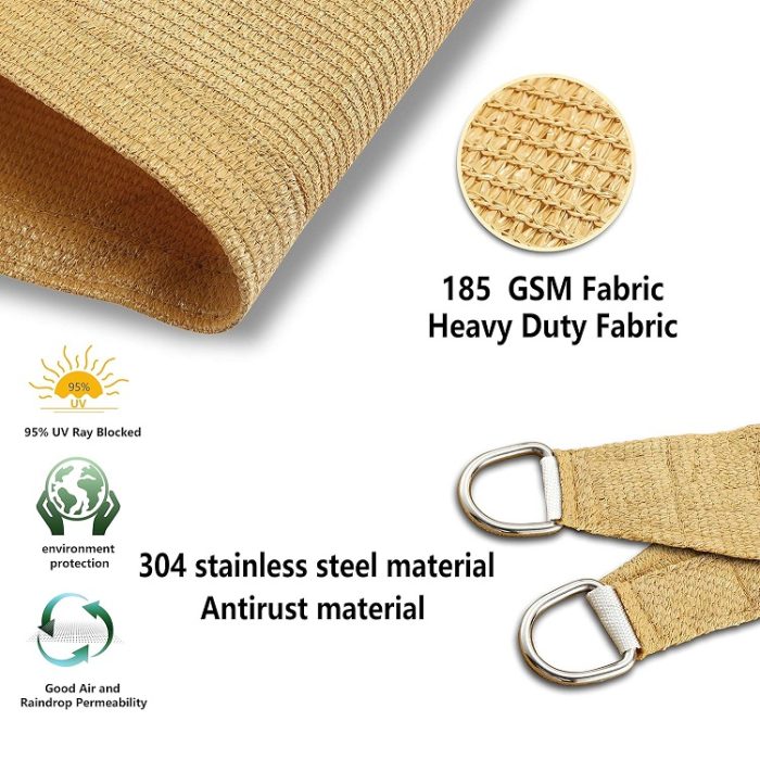 Tronssien Rectangle 95% 10'x13' Sun Sail Shade Cover in Tan - Image 2
