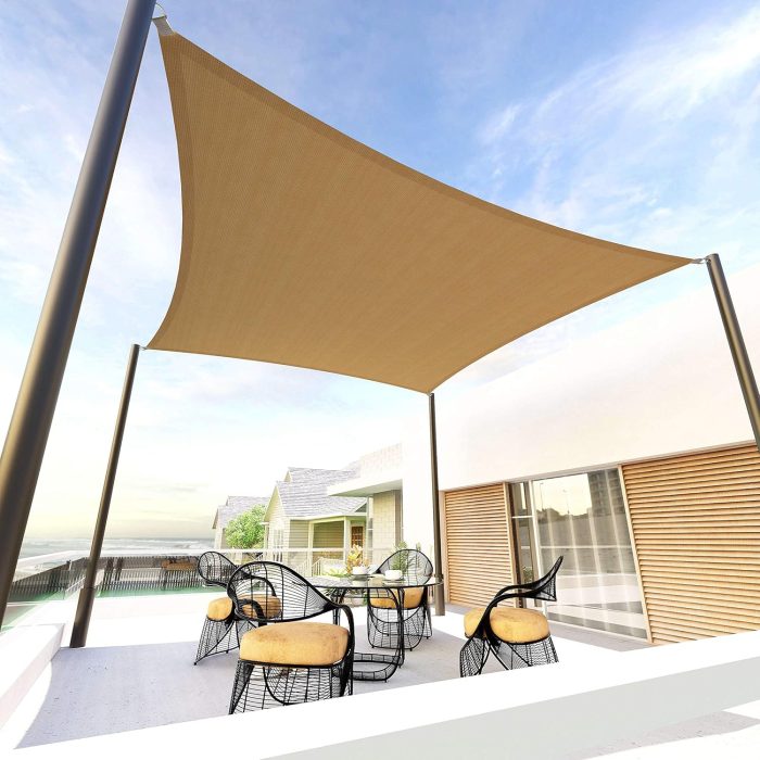Tronssien Rectangle 95% 10'x13' Sun Sail Shade Cover in Tan