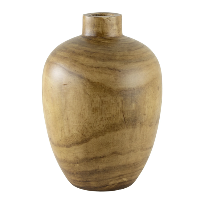 Home Decor Collection Mid-Tone Wood Finish Decorative Indoor Tabletop Vase 12" - Brown