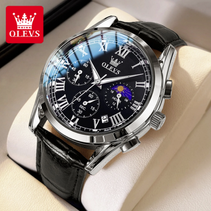 OLEVS Luxury Classic Business Sports Mens Watch with Chronograph Waterproof Luminous Analog Quartz