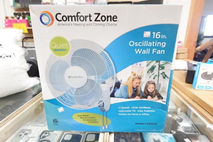 Comfort Zone 16" Wall Mount Room Fan with Adjustable Tilt - CZ16W - Image 2