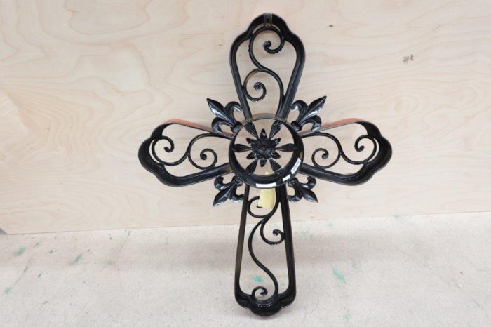 Litton Lane 23" x 31" Metal Brown Scroll Cross Wall Home Decor - Image 4