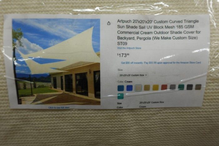 Artpuch Commercial 20'x20'x20' Custom Curved Triangle Sun Shade Sail in Cream - Image 7