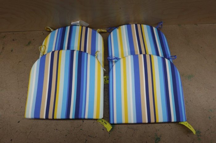 Outdoor Chair Cushions Patio Chair Cushions with Ties 17" X 16" X 2" - Blue Stripes - Image 4