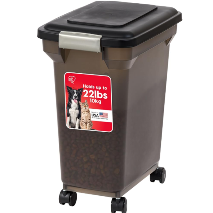 IRIS USA WeatherPro Airtight Dog Food Storage 22 lbs container For Dog Cat Bird and Other Pet Food