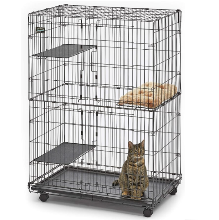 MidWest Homes for Pets Folding Metal Indoor Cat Playpen 3 Platforms Suited for 1–3 Cats