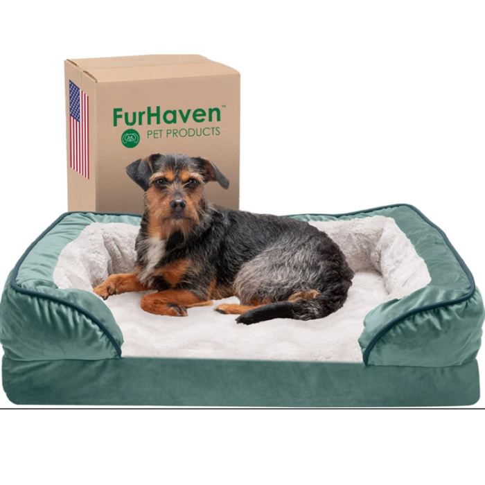 Furhaven Medium Memory Foam Bed For Dogs Up to 35 lbs - Celadon Green