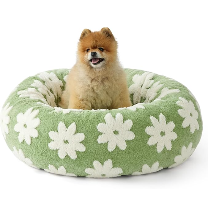 LE SURE 27'' Donut Small Dog Bed With Plush & Anti Slip Bottom - Green