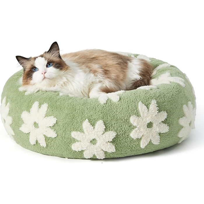 LE SURE 20'' Donut Small Dog Bed With Plush & Anti Slip Bottom - Green