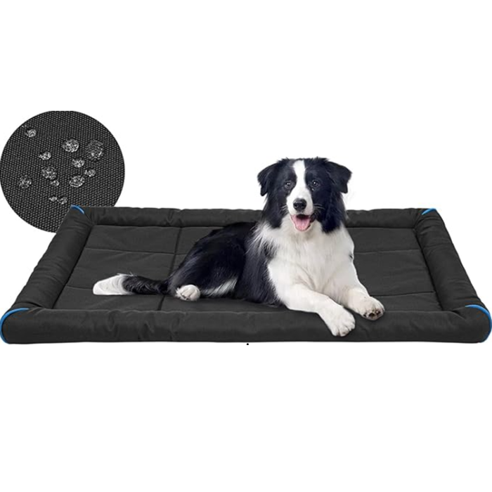 Miguel 900D Oxford Outdoor Waterproof Dog Crate Bed for up to 80lbs - Black