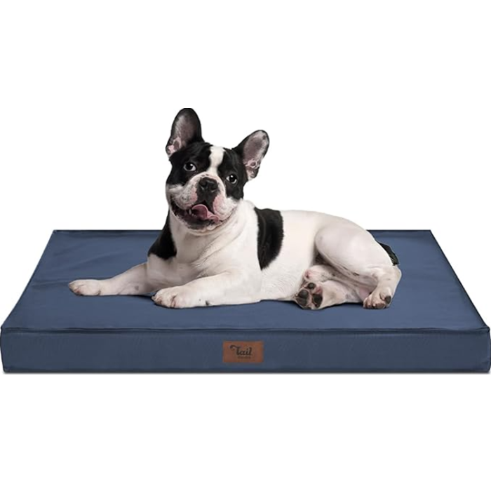 Outdoor Waterproof Bed for Medium Dogs With Oxford Cooling Cover - Navy Blue