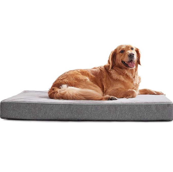 Orthopedic Pet Bed for Dogs up to 90lbs with Waterproof Liner and Plush Cover - Grey