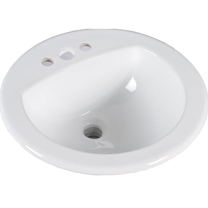 KINGSMAN 19'' Round Drop In Vitreous Ceramic Lavatory Vanity Bathroom Sink - Pure White