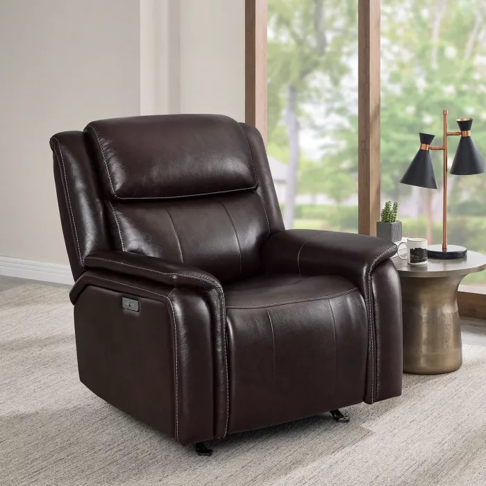 Barcalounger Bryson Leather Power Rocker Glider Recliner with Power Adjustable Headrest