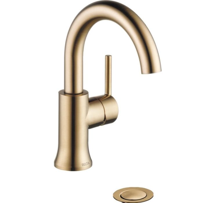 Delta Faucet Trinsic Single Hole Bathroom Faucet - Champagne Bronze