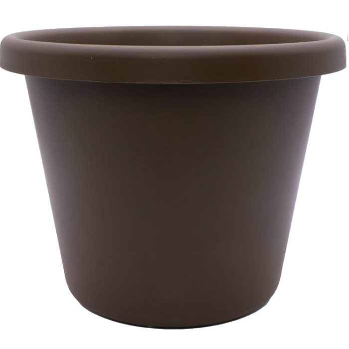 Classic Round Plastic Plant Flower Pot Planter w/Rolled Rim 15.5" in Chocolate