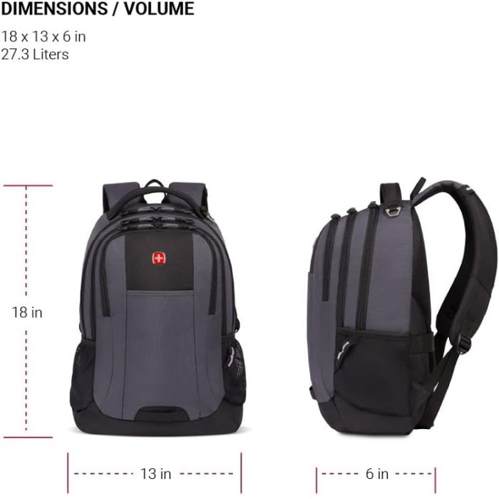 SwissGear Cecil 5505 Laptop Backpack 18-Inch - Dark Grey/Black - Image 2