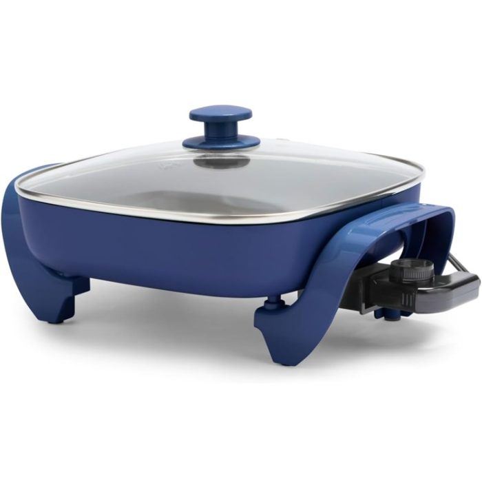 GreenLife 12" 5QT Square Electric Skillet Glass Vented Lid - Blue