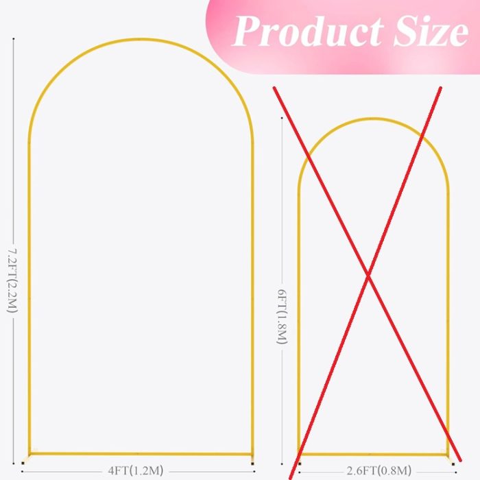 Gold Metal Arch Stand Backdrop 7.2FT