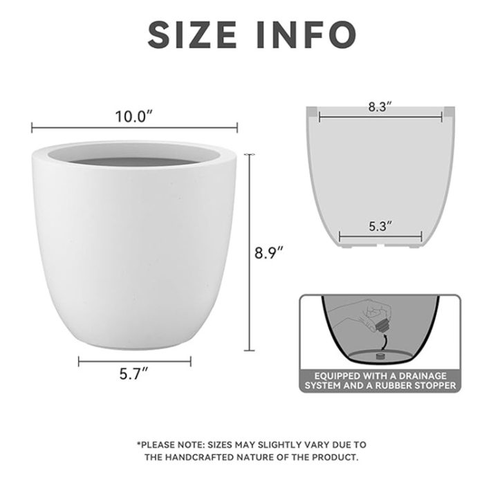 Kante 10" White Concrete Planter – Indoor/Outdoor