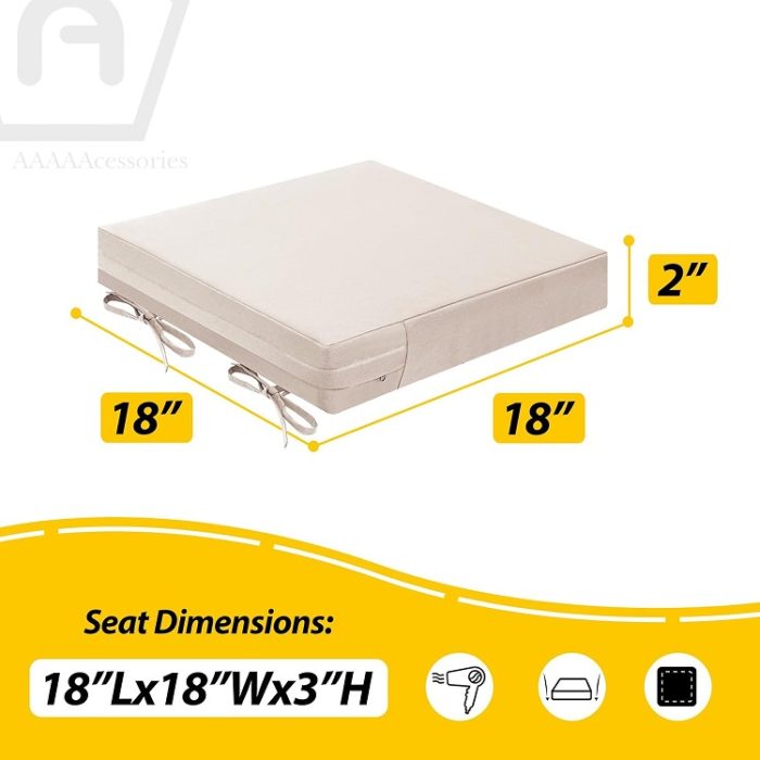 AAAAAcessories Outdoor Patio Seat Cushions for Chairs 18" x 18" x 2"-  Khaki Beige