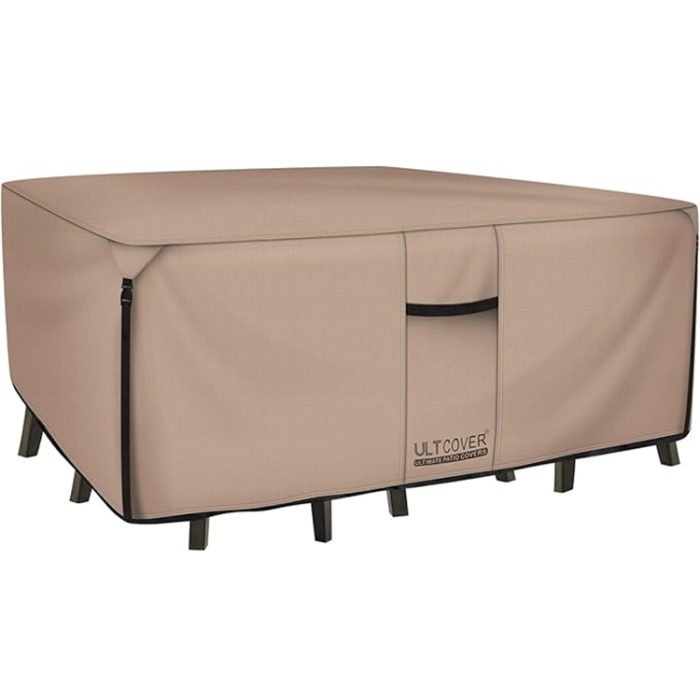 ULTCOVER 136" Waterproof Patio Table Cover – Heavy Duty 600D Canvas