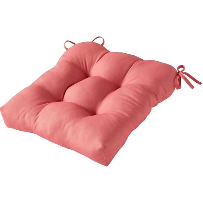 South Pine Porch Outdoor 20-inch Square Tufted Seat Cushion - Coral