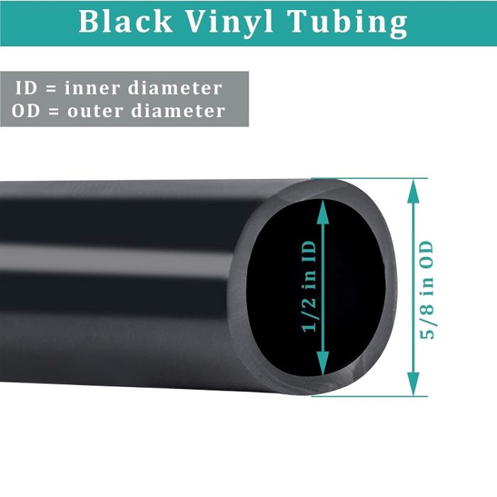 1/2" id - 50ft Black Vinyl Tubing Flexible PVC Tube Hybrid Hose - Black - Image 2