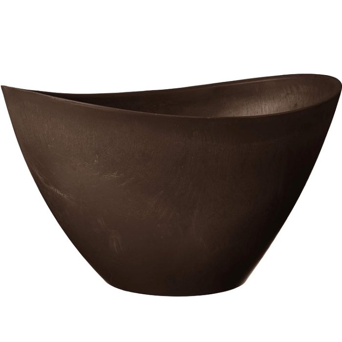 Composite Curved Planter Pot – No Drainage Hole (Drillable) - Chocolate Brown